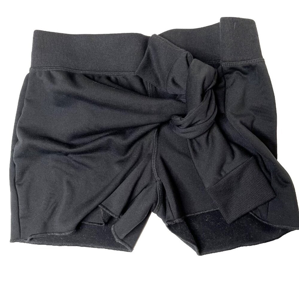 Fleece Tie Shorts Size Small Black Hot Pants Lounge Workout Athletic Handmade S